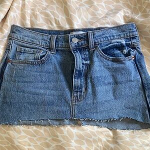 Cello Blue Frayed Hem Mini Skirt